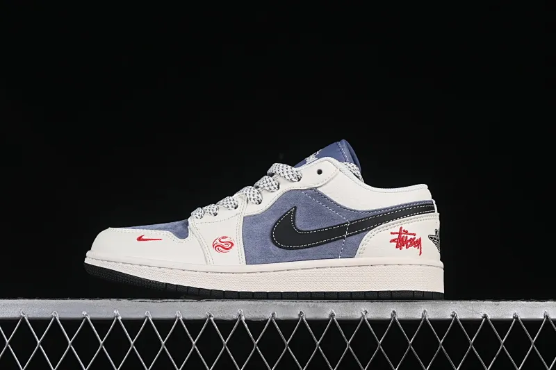All Categories Air Jordan Jordan Series Basketball Shoes Air Jordan 1 Low High-end Customized Low-top Sneakers Air Jordan 1 Low AJ1 Joe 1 Stusi Joint Year of the Snake Limited Off-White Dark Gray Hook High-end Customized Low-top Retro Basketball Shoes XX3318-517